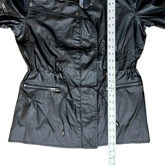 G.I.L.I. Coated Cotton Black Anorak Jacket High Collar Pockets Zippers Lined S - Picture 5 of 9